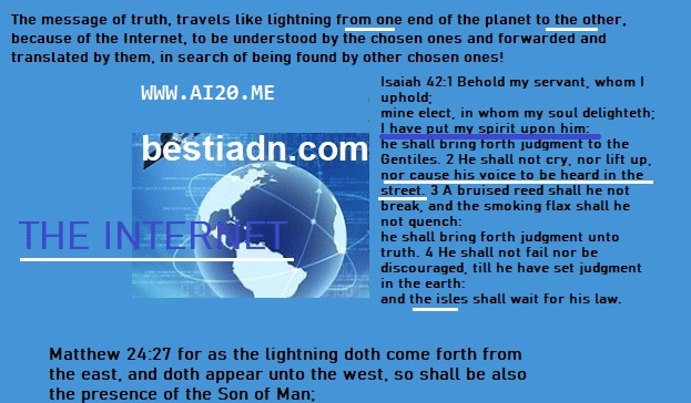 Isaiah 42 making judgment from the clouds of the Internet for message to be read from extremes to extrems of planet