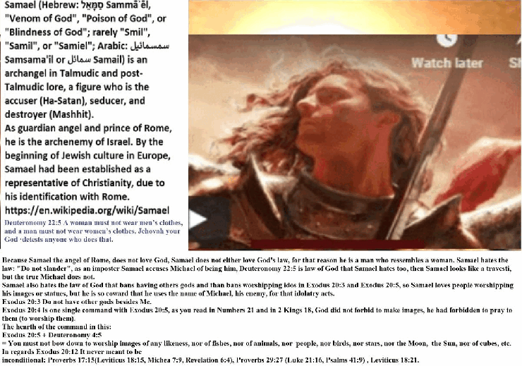 How is Samael the angel- he resembles a woman not a man