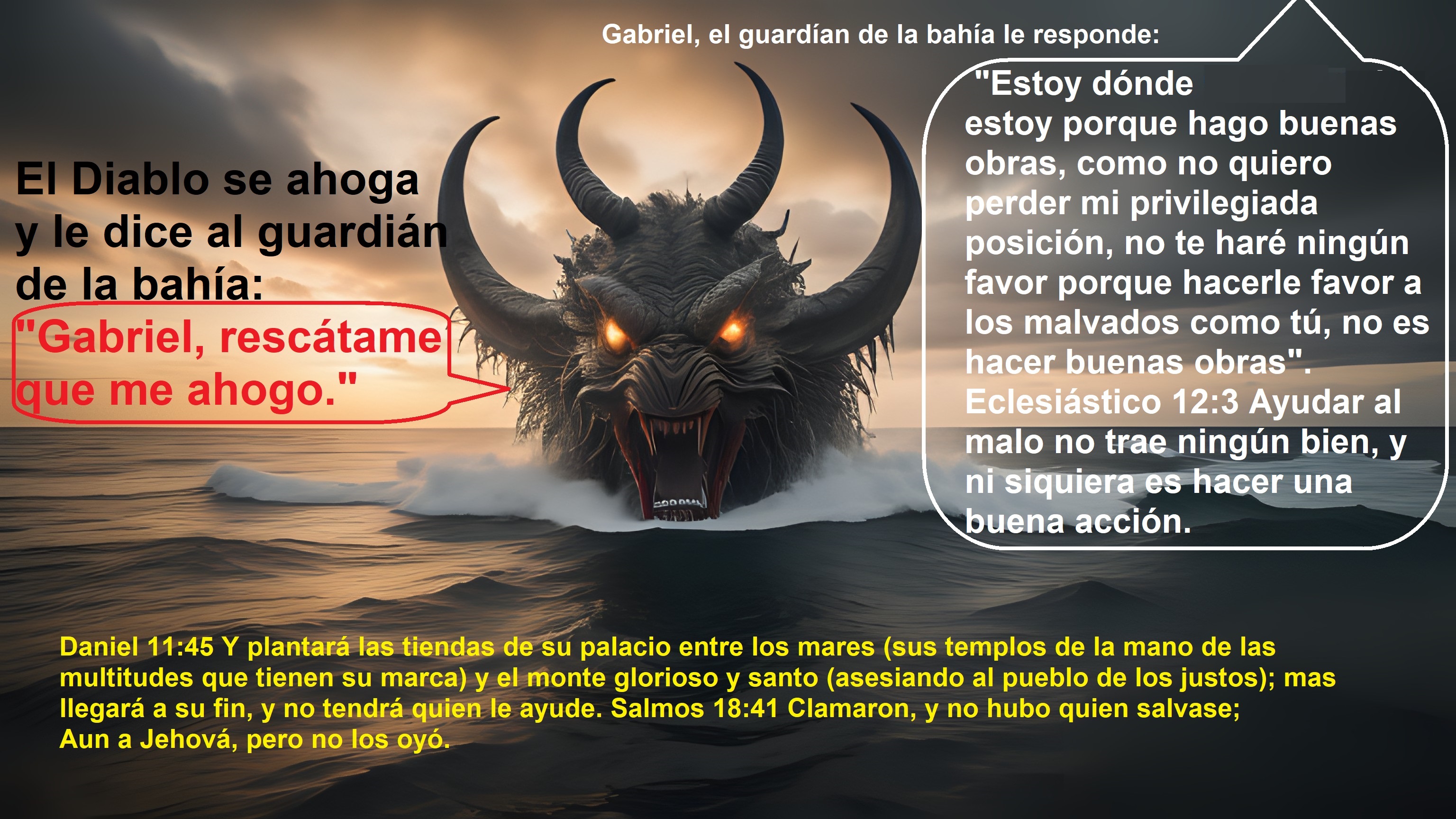 El Diablo se ahora y el santo no le ayuda porque no hace malas obras