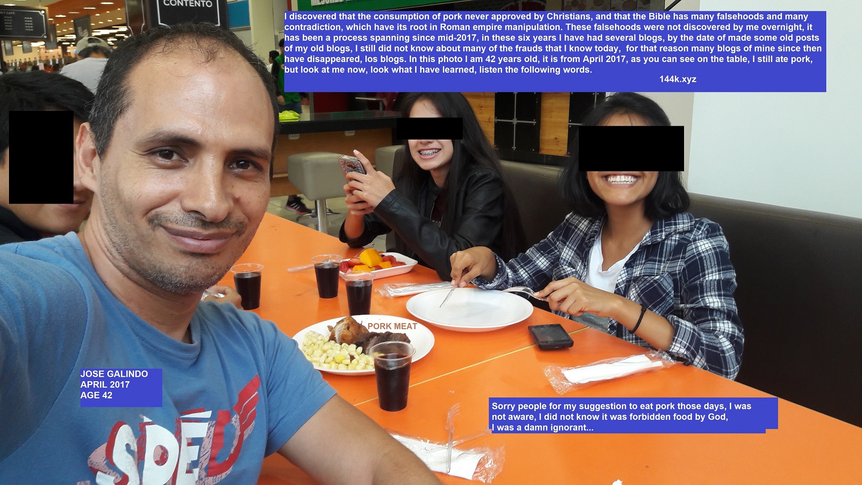 Sorry people for my suggestion to eat pork those days, I was not aware, I did not know it was forbidden food by God,